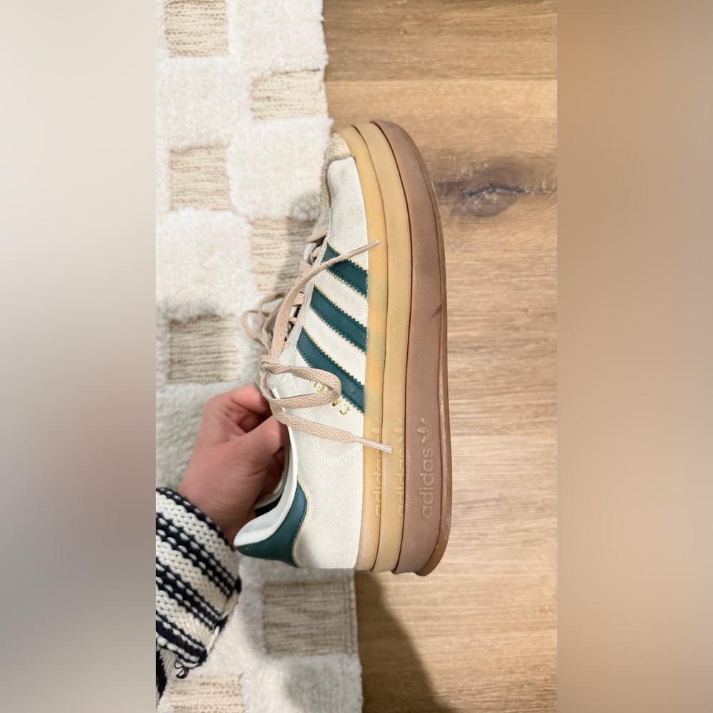 adidas Gazelle Platform Sneakers - Cream, Green, Tan - Picture 4 of 7